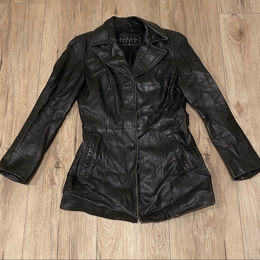 Black leather coat